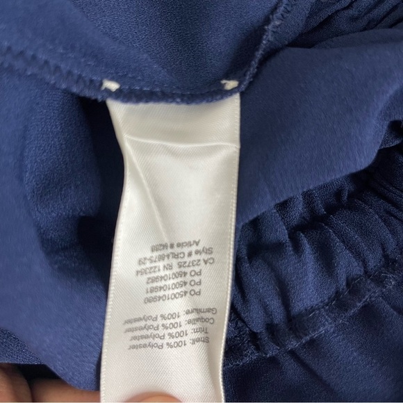 Wilfred Aritzia Fleurette Ruffled Wide-Leg Jumpsuit Navy Blue Women's Size S - Picture 8 of 10